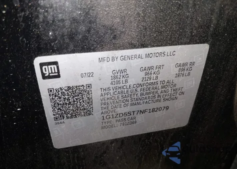 2022 Chevrolet Malibu Fwd Lt из США, поврежденный, VIN 1G1ZD5ST7NF182079